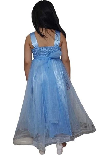 Robası Simli Uzun Kız Çocuk Abiye Elbise modelleri