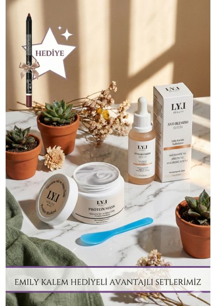 Emily Göz-Dudak Kalem Hediyeli Yumurta Akı ve Maya Özlü Cilt Maskesi Leke Karşıtı Aydınlatıcı Serum Set