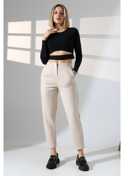 Kadın Pensli Süet Pantolon/havuç Paça Yumuşak Dokulu Pantolon