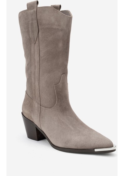 Alvı Vizon Süet Hakiki Deri Metal Detaylı Kadın Western Bot modelleri