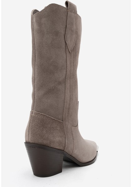 Alvı Vizon Süet Hakiki Deri Metal Detaylı Kadın Western Bot indirimleri