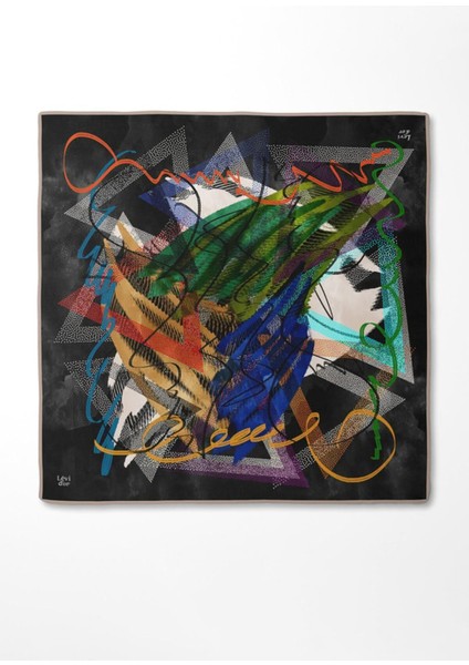 Koyu Lacivert Karmaşık Desen Twill Ipek EŞARP-0915 fırsatları