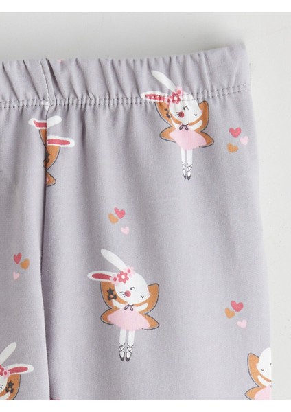 Tavşan Baskılı Kız Bebek Sweatshirt ve Eşofman Altı (W5)