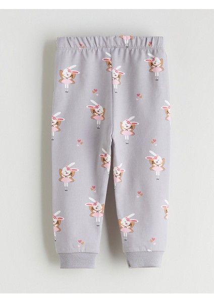 Tavşan Baskılı Kız Bebek Sweatshirt ve Eşofman Altı (W5)
