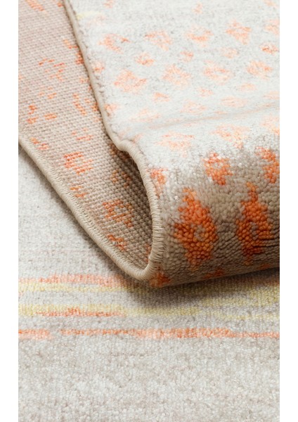 Milas 15 Beıge Autumn Uşaklı Kadınların Yoğun El Emeği ile Dokuduğu %100 Doğal Tencel Tezgah Halısı