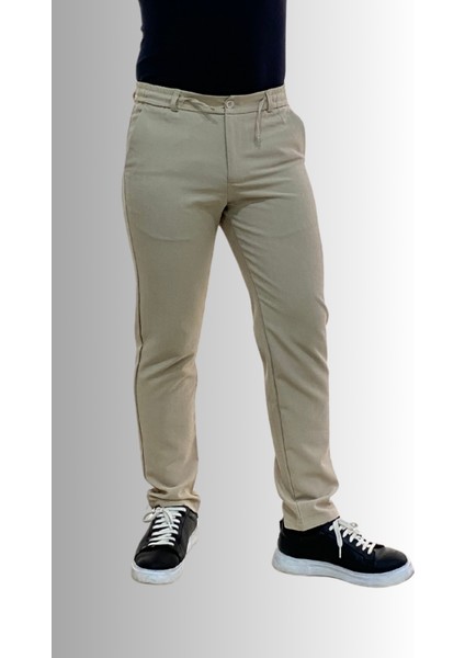 Jagger Erkek Pantolon Likralı Bağcık Detaylı Klasik Erkek Jogger Kumaş Pantolon