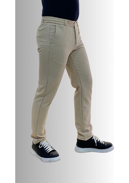 Jagger Erkek Pantolon Likralı Bağcık Detaylı Klasik Erkek Jogger Kumaş Pantolon