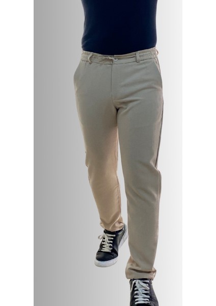 Jagger Erkek Pantolon Likralı Bağcık Detaylı Klasik Erkek Jogger Kumaş Pantolon