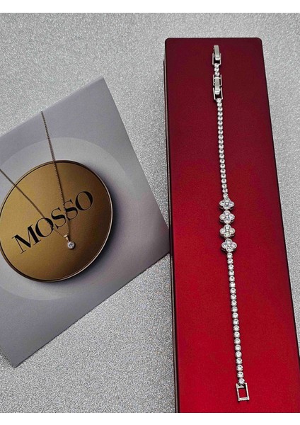 Xuping Su Yolu 4 Yoncalı Gümüş Renk Çelik Bileklik modelleri