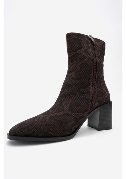 Chara Kahverengi Desenli Kadın Kalın Topuklu Bot fırsatları