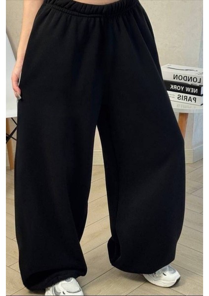 Büyük Beden Yüksek Bel Paçası Ayarlanabilir Oversize Baggy Eşofman Altı