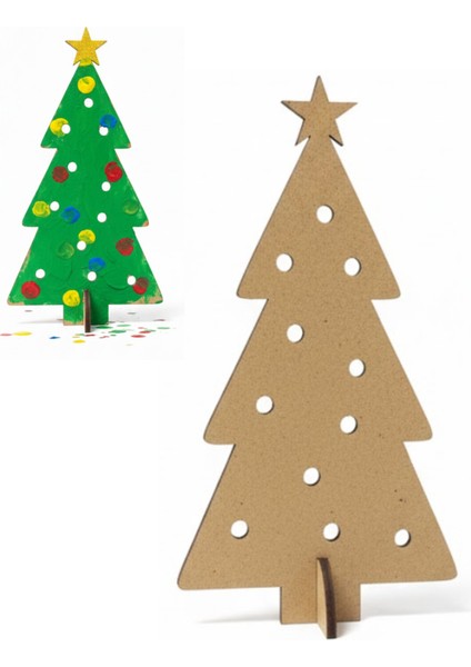 Ahşap Yılbaşı Ağacı Montaj Seti – Çocuklar Için Aktivite Kiti