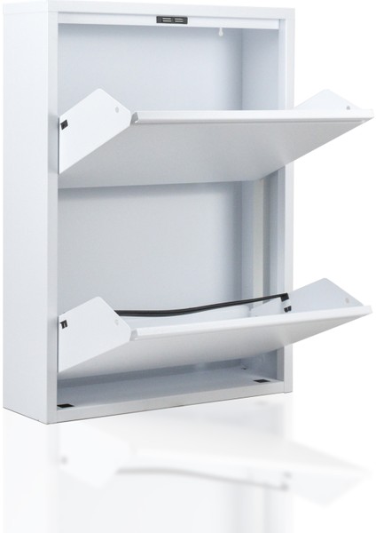 2 Kapaklı Kilitli Ayakkabılık Raflı Ayakkabılık Beyaz Metal Ayakkabılık fiyatları