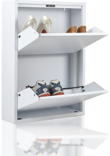 2 Kapaklı Kilitli Ayakkabılık Raflı Ayakkabılık Beyaz Metal Ayakkabılık modelleri