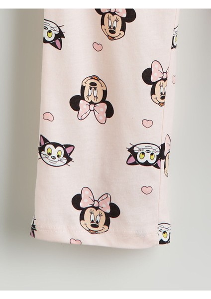 Lcw Kidspembe Gömlek Yaka Minnie Mouse Baskılı Kız Çocuk Pijama Takımı