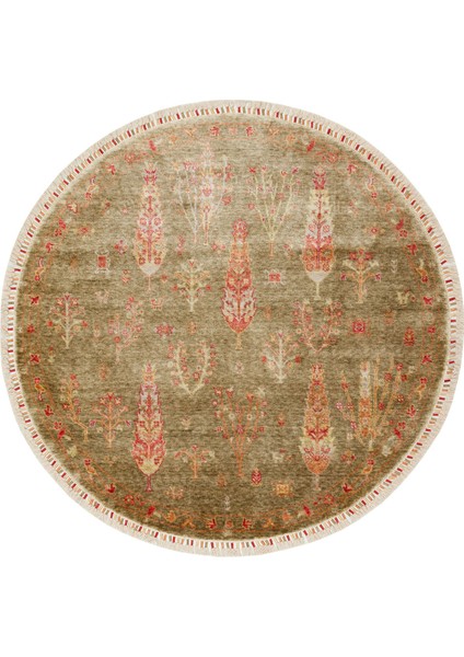 Milas 08 Green Autumn Q Uşaklı Kadınların Yoğun El Emeği ile Dokuduğu %100 Doğal Tencel Tezgah Halısı