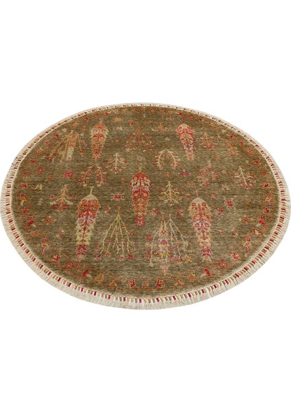 Milas 08 Green Autumn Q Uşaklı Kadınların Yoğun El Emeği ile Dokuduğu %100 Doğal Tencel Tezgah Halısı