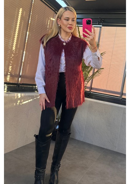 Tek Düğmeli Sakallı Bordo Yelek fiyatları