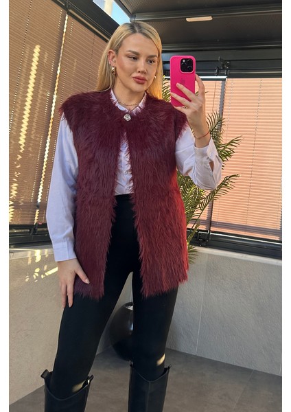 Tek Düğmeli Sakallı Bordo Yelek modelleri