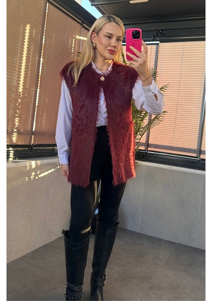 Tek Düğmeli Sakallı Bordo Yelek indirimleri