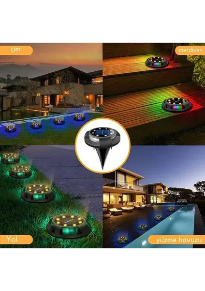 4'lü Solar Panelli Kazıklı Rgb Zemin LED (Güneş Enerjili) fırsatları