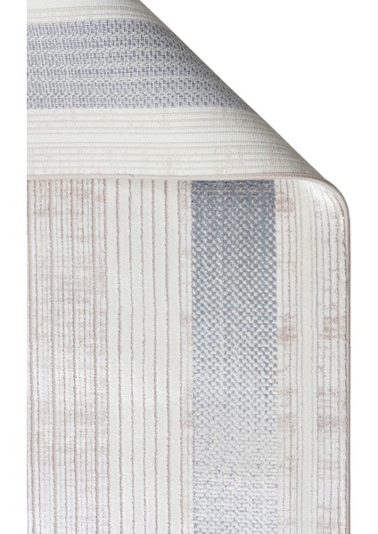 Kotor 13 Cream Blue Sık Dokuma Bambu ile Üretilen Modern ve Sade Salon, Oturma Odası Halısı