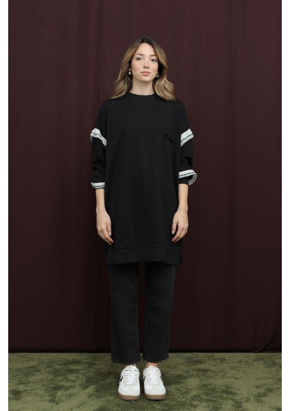 10718 2 Ip Kumaş Fırfır Detaylı Sweatshirt indirimleri