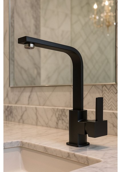 Kare Pirinç Gövde Banyo Lavabo Bataryası