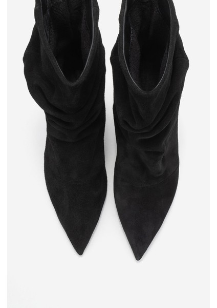 Baleı Siyah Süet Hakiki Deri Kadın Kısa Topuklu Bot fiyatları