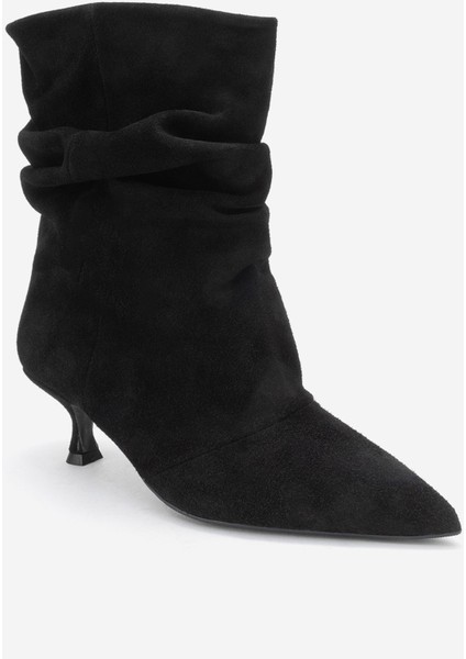 Baleı Siyah Süet Hakiki Deri Kadın Kısa Topuklu Bot modelleri