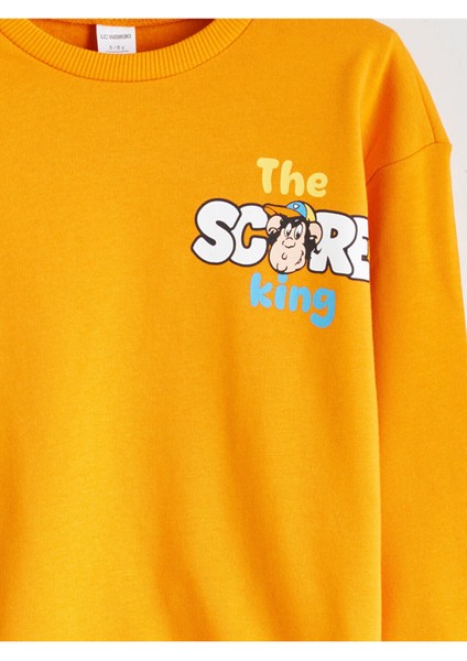 Bisiklet Yaka Nostaljik Maymun Baskılı Erkek Çocuk Sweatshirt fırsatları