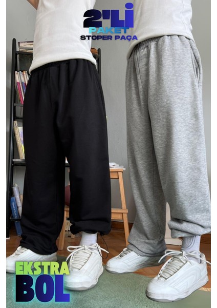 Büyük Beden Yüksek Bel Paçası Ayarlanabilir Oversize Baggy Eşofman Altı