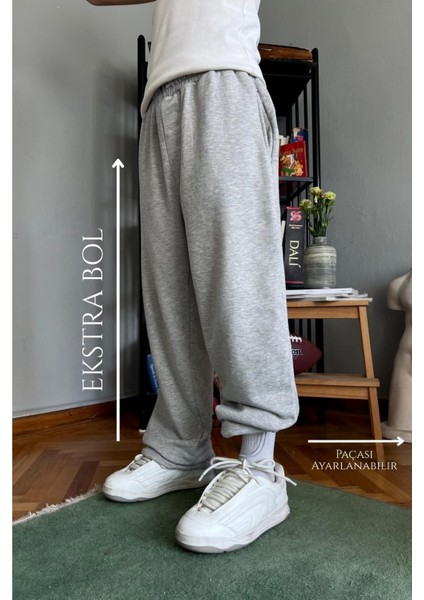 Büyük Beden Yüksek Bel Paçası Ayarlanabilir Oversize Baggy Eşofman Altı fiyatları