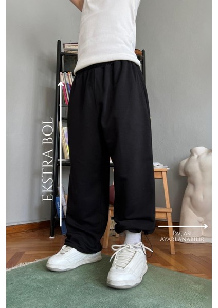 Büyük Beden Yüksek Bel Paçası Ayarlanabilir Oversize Baggy Eşofman Altı indirimleri