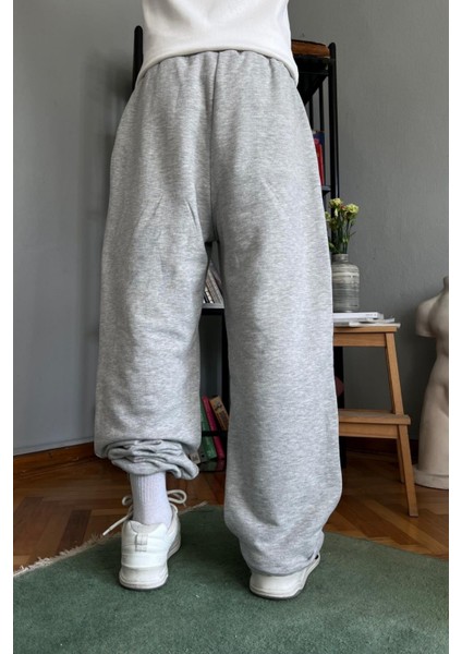 Büyük Beden Yüksek Bel Paçası Ayarlanabilir Oversize Baggy Eşofman Altı