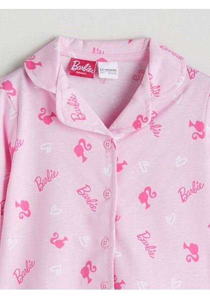 Hilfa Yeni Sezon Barbie Baskılı Gömlek Yaka Kız Çocuk Pijama Takımı modelleri