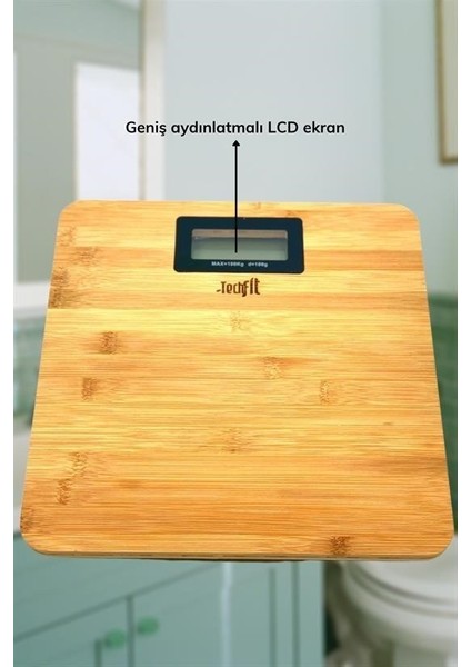 Buffer® Techfit Bambu Banyo Baskülü Yüksek Hassasiyetli Darbelere Dijital Dayanıklı Terazi Tf 1065 M