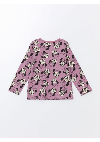 Yeni Sezon Bisiklet Yaka Minnie Mouse Baskılı Kız Bebek Pijama Takımı fırsatları