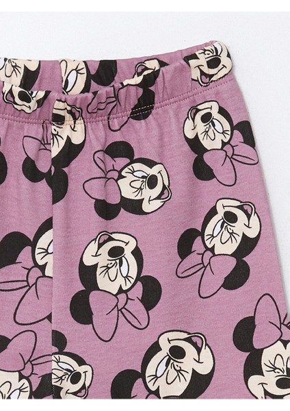 Yeni Sezon Bisiklet Yaka Minnie Mouse Baskılı Kız Bebek Pijama Takımı indirimleri