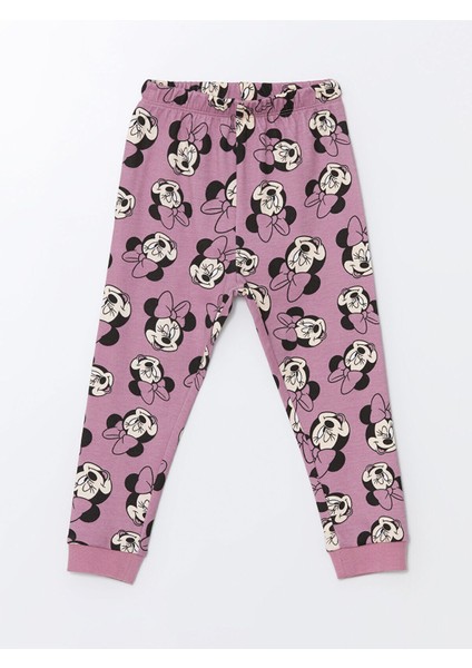 Yeni Sezon Bisiklet Yaka Minnie Mouse Baskılı Kız Bebek Pijama Takımı