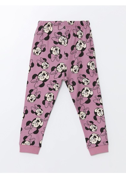 Yeni Sezon Bisiklet Yaka Minnie Mouse Baskılı Kız Bebek Pijama Takımı