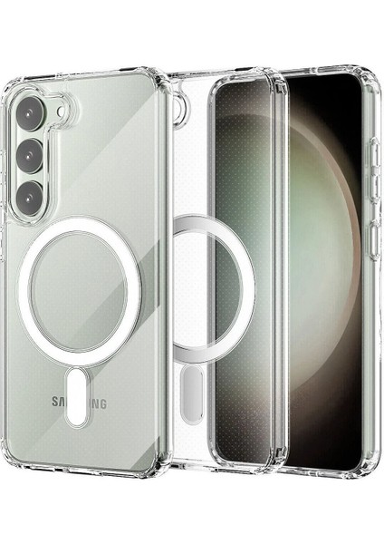 MYT09 Samsung Galaxy S23 Kılıf Magneticsafe Şeffaf Silikon - Şeffaf