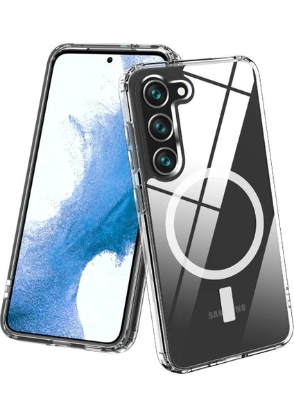 MYT09 Samsung Galaxy S23 Kılıf Magneticsafe Şeffaf Silikon - Şeffaf modelleri