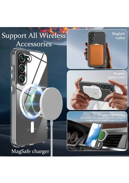 MYT09 Samsung Galaxy S23 Kılıf Magneticsafe Şeffaf Silikon - Şeffaf