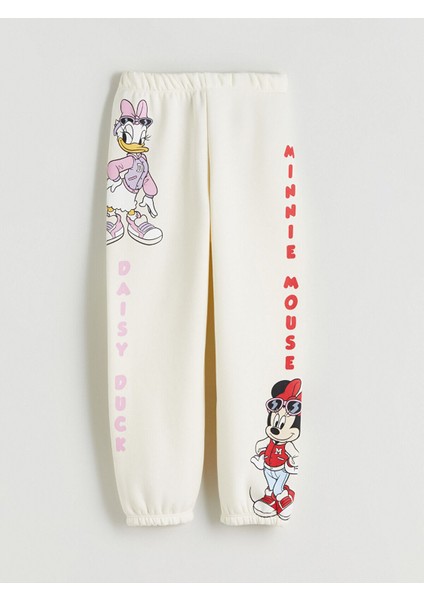 Yeni Sezon Beli Lastikli Minnie Mouse Baskılı Kız Çocuk Eşofman Alt