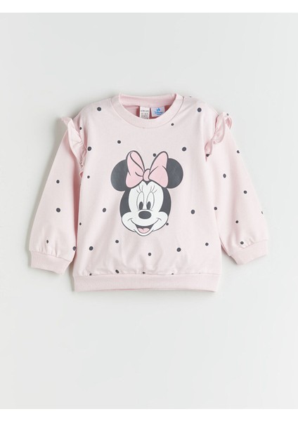 Bisiklet Yaka Minnie Mouse Baskılı Kız Bebek Sweatshirt ve Tayt fiyatları