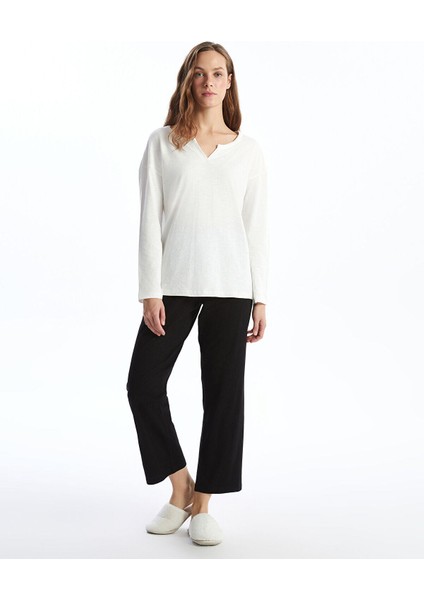 Yeni Sezon Beli Lastikli Kadin Pijama Alt - W51717Z8