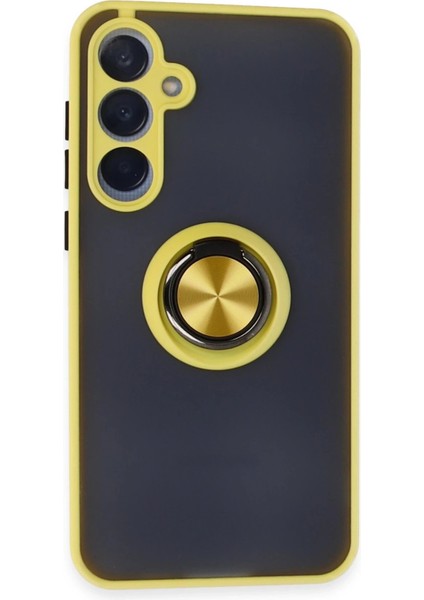MYT09 Samsung Galaxy A55 5g Kılıf Montreal Yüzüklü Silikon Kapak - Sarı