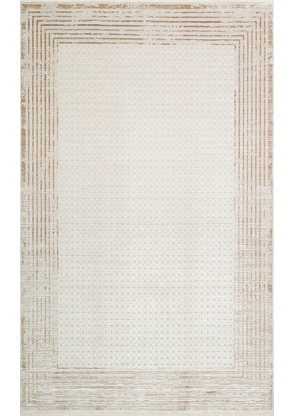 Kotor 01 Cream Gold Sık Dokuma Bambu ile Üretilen Modern ve Sade Salon, Oturma Odası Halısı