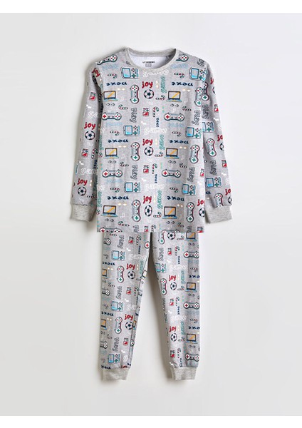 Yeni Sezon Bisiklet Yaka Erkek Çocuk Pijama Takımı